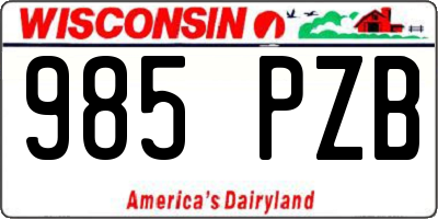 WI license plate 985PZB