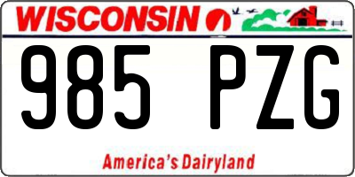 WI license plate 985PZG