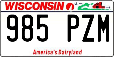 WI license plate 985PZM
