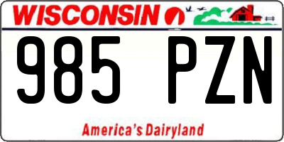 WI license plate 985PZN