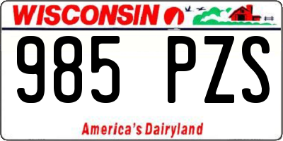 WI license plate 985PZS