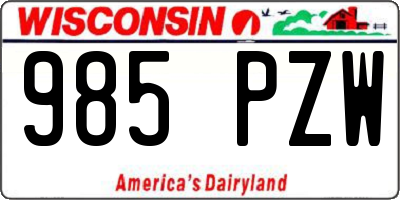 WI license plate 985PZW