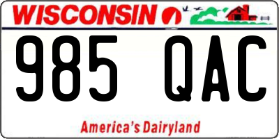 WI license plate 985QAC