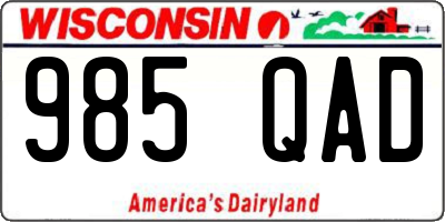 WI license plate 985QAD