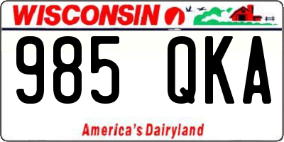 WI license plate 985QKA