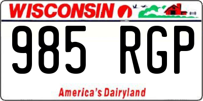 WI license plate 985RGP