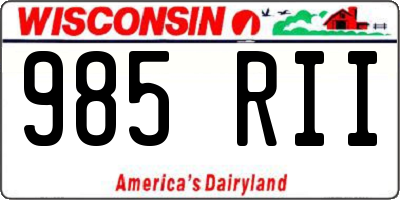 WI license plate 985RII