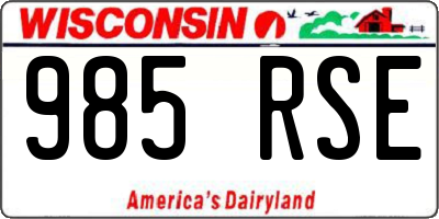 WI license plate 985RSE