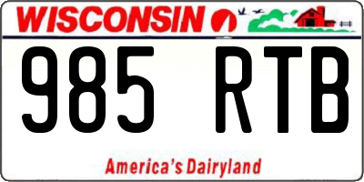 WI license plate 985RTB