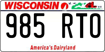 WI license plate 985RTO