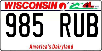 WI license plate 985RUB