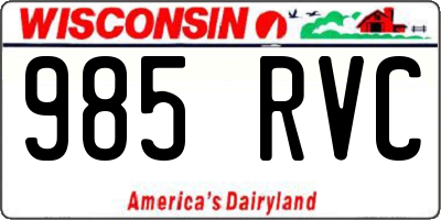 WI license plate 985RVC