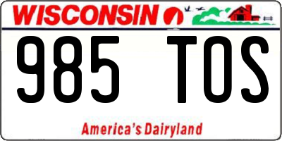 WI license plate 985TOS