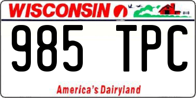 WI license plate 985TPC