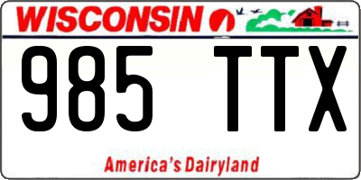WI license plate 985TTX