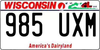 WI license plate 985UXM