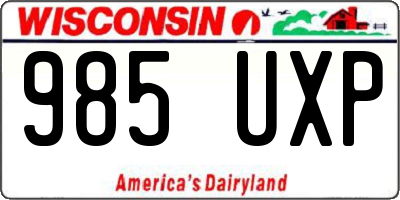 WI license plate 985UXP