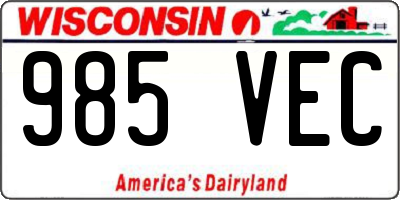 WI license plate 985VEC