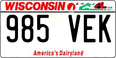 WI license plate 985VEK