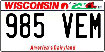 WI license plate 985VEM