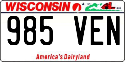 WI license plate 985VEN