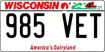 WI license plate 985VET