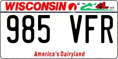 WI license plate 985VFR