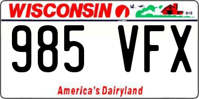WI license plate 985VFX