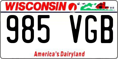 WI license plate 985VGB