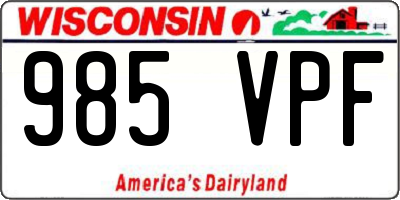 WI license plate 985VPF