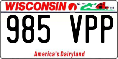WI license plate 985VPP