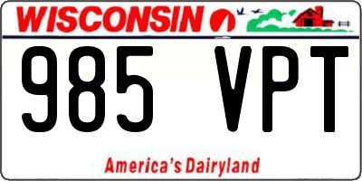 WI license plate 985VPT