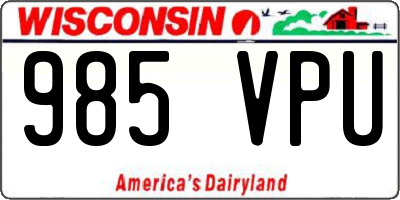 WI license plate 985VPU