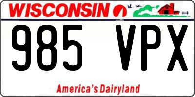 WI license plate 985VPX