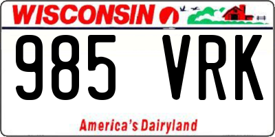 WI license plate 985VRK