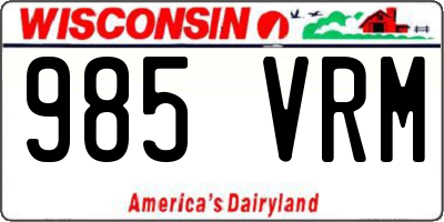 WI license plate 985VRM