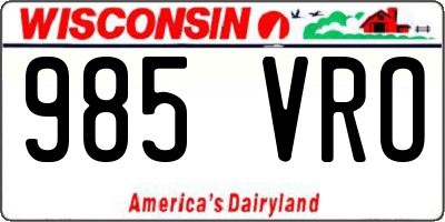 WI license plate 985VRO