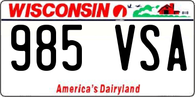WI license plate 985VSA