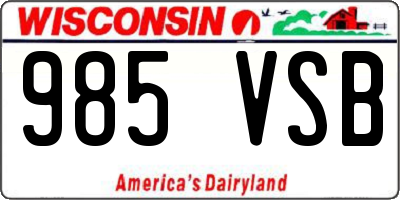 WI license plate 985VSB
