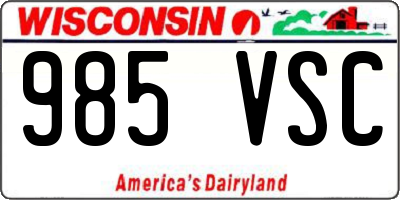 WI license plate 985VSC