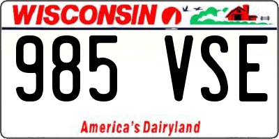 WI license plate 985VSE