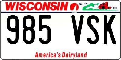 WI license plate 985VSK