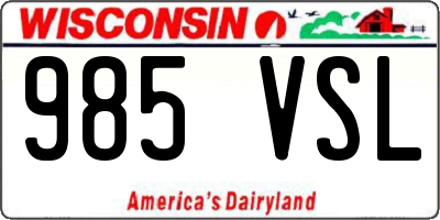 WI license plate 985VSL