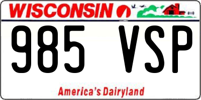 WI license plate 985VSP