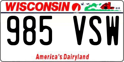 WI license plate 985VSW
