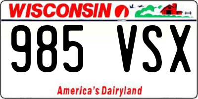 WI license plate 985VSX