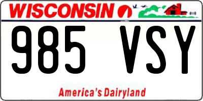 WI license plate 985VSY