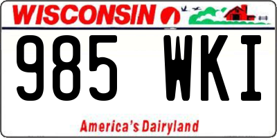 WI license plate 985WKI