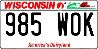 WI license plate 985WOK