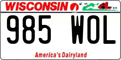 WI license plate 985WOL